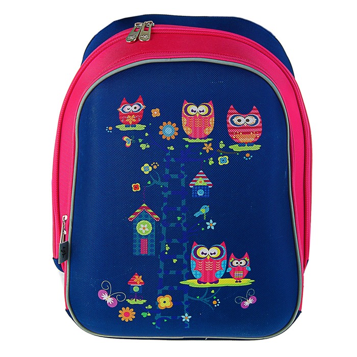 Рюкзак каркасный YES H-12 38*29*15 для девочки Owl, синий 554495