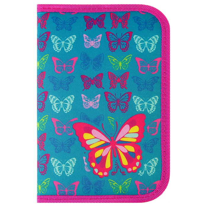 Пенал 1 секция 130 х 205 мм, откидная планка, ткань Smart для девочки Butterfly 531669