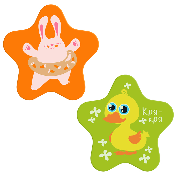 Мини-коврики для ванны «Вместе веселей!», на присосках, набор 2 шт.