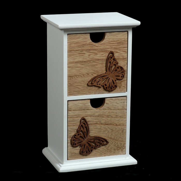 Шкатулка дерево комод 2 ящика "Ажурные бабочки" 23,5х13х10 см