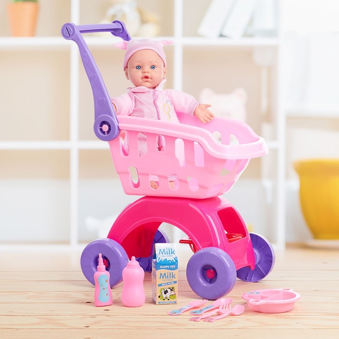 Пупс "Саша" с коляской и аксессуарами, звуковые функции, МИКС