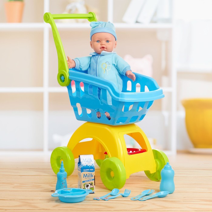 Пупс "Саша" с коляской и аксессуарами, звуковые функции, МИКС