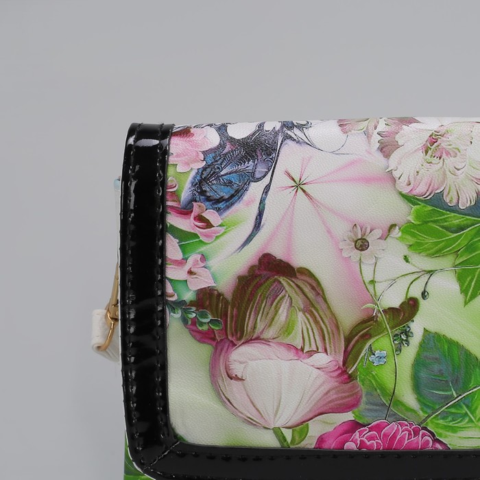 Клатч женский, 3 отдела на молнии, длинный ремень, цвет белый