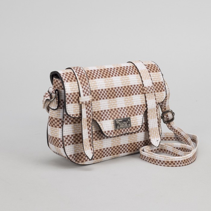 Сумка женская, отдел на молнии, длинный ремень, цвет бежевый