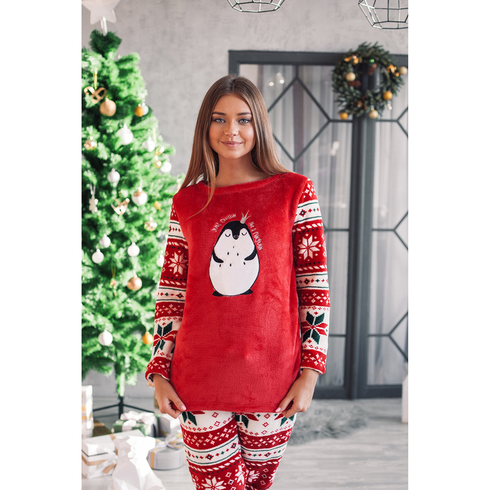 Джемпер женский KAFTAN "Пингвин" бордовый, р-р 48-50, 100% п/э, велсофт