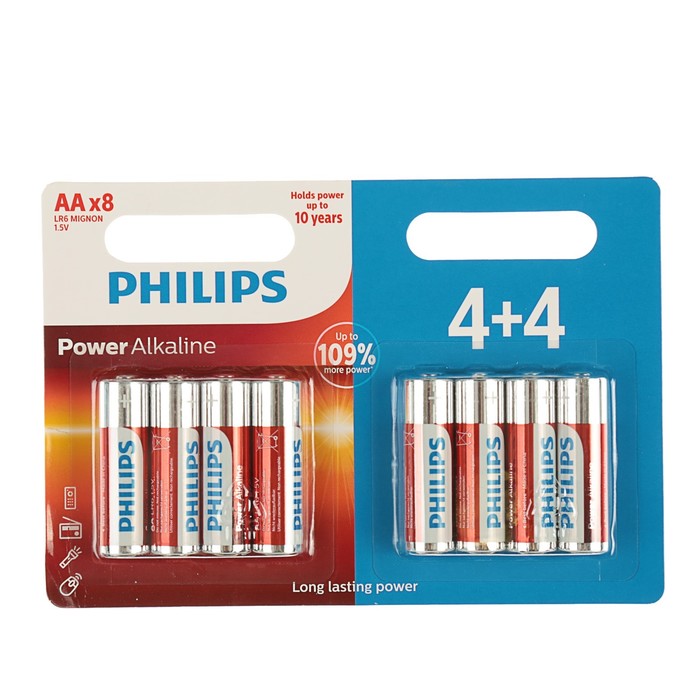 Батарейка алкалиновая PHILIPS Power, АA, LR6P8BP, блистер, 8 шт.