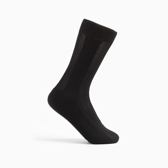 Носки мужские в сетку, цвет чёрный, размер 25
