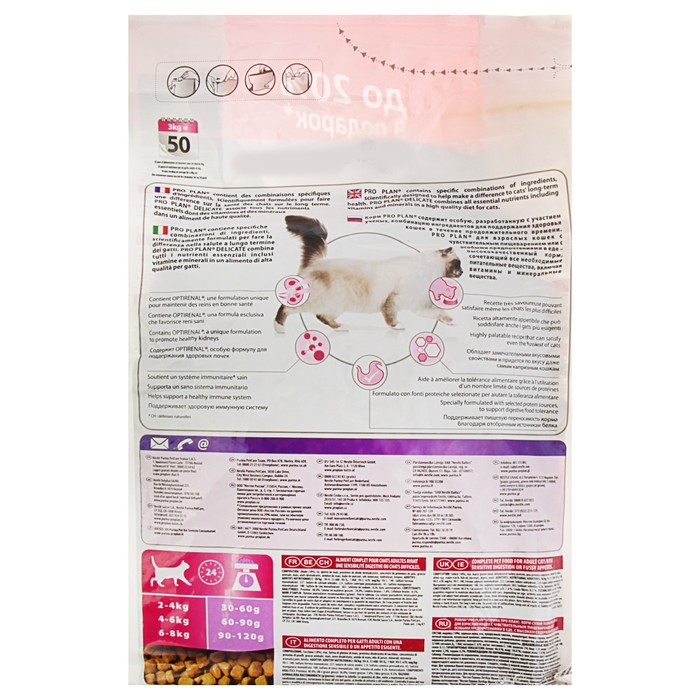 Акция! Сухой корм PRO PLAN для кошек с чувствительным пищеварением, индейка, 2.4 + 0.6 кг
