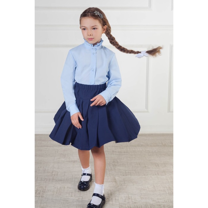 Блузка для девочки, рост 146 см, цвет голубой