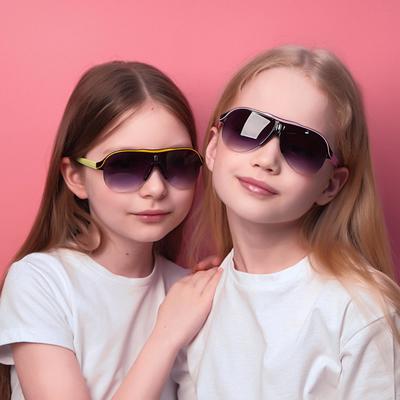 Очки солнцезащитные детские Оверсайз, модная оправа, МИКС, серебристая вставка, 13 × 12 × 5 см