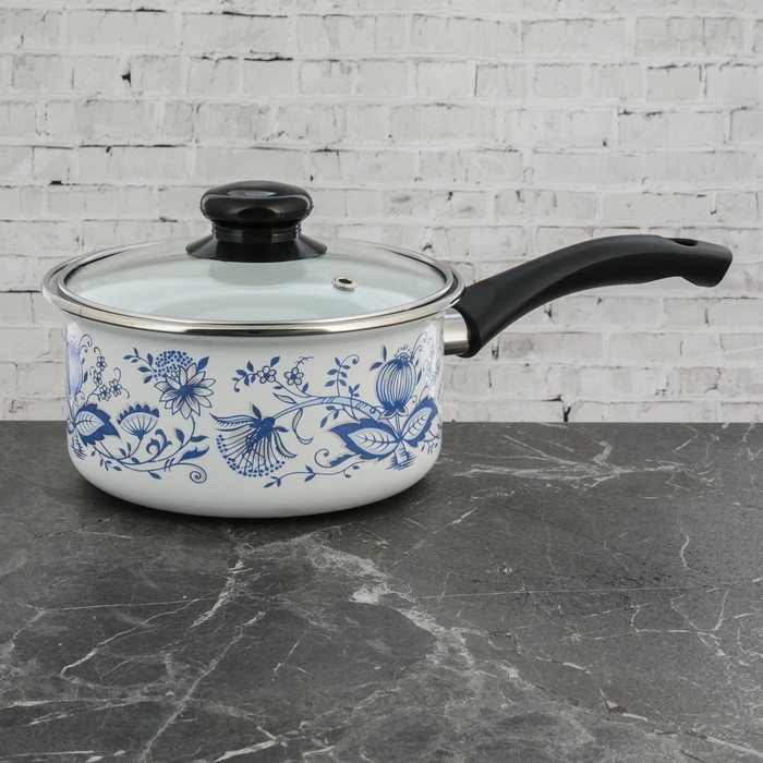 Ковш 1,5 л "Гжель", стеклянная крышка