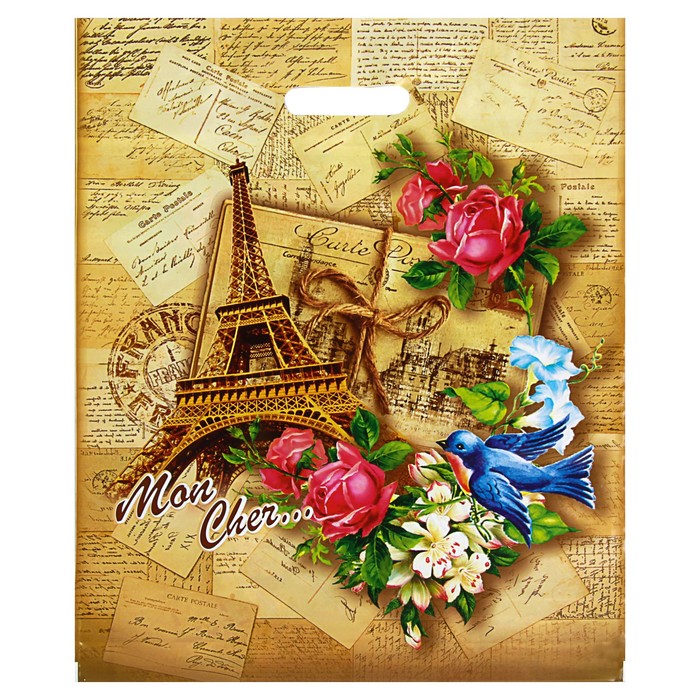 Пакет "Мон шер", полиэтиленовый с вырубной ручкой, 40 х 50 см, 80 мкм