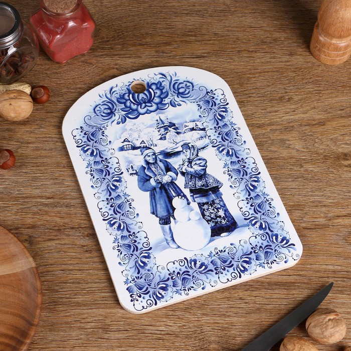 Доска разделочная сувенирная "Гжель", 27,5х19,5см