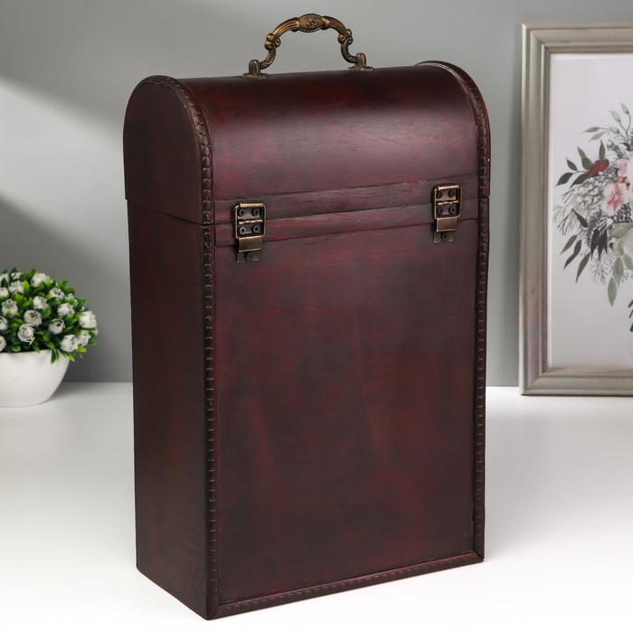 Шкатулка дерево под 2 бутылки "Средневековье" 36х22х12,5 см