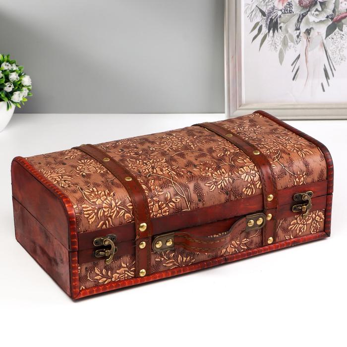 Шкатулка дерево под 2 бутылки "Цветы" 11,5х34х19 см