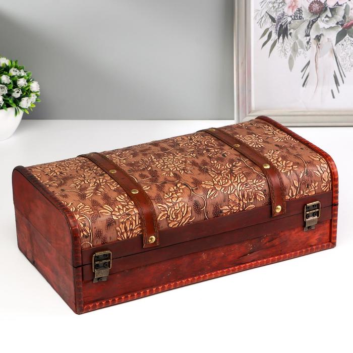 Шкатулка дерево под 2 бутылки "Цветы" 11,5х34х19 см