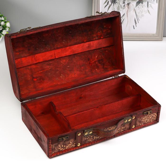 Шкатулка дерево под 2 бутылки "Цветы" 11,5х34х19 см