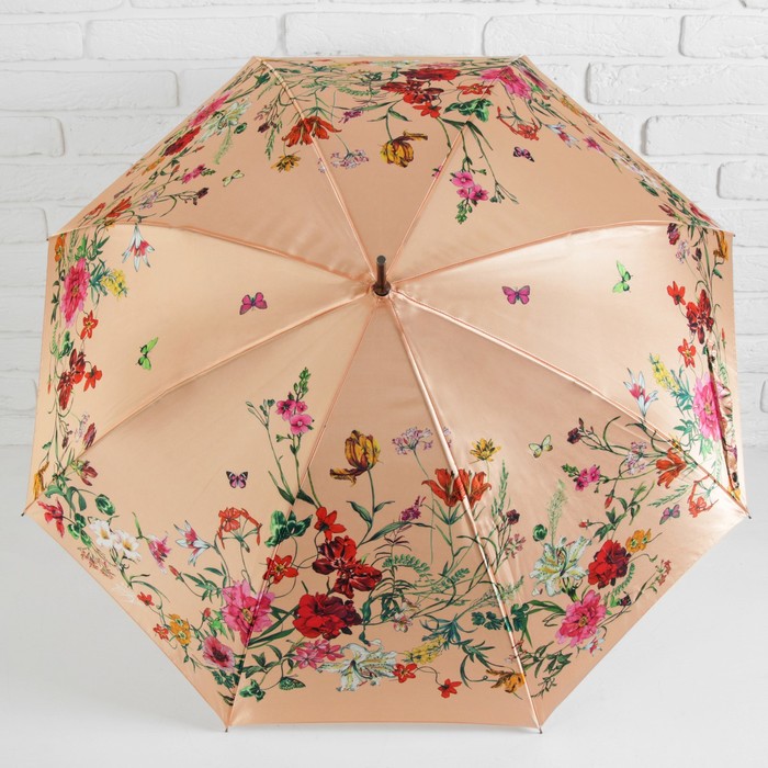 Зонт-трость "Нежность", полуавтоматический, R=48см, цвет бежевый