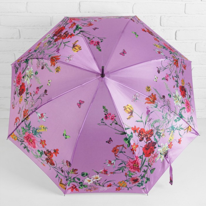 Зонт-трость "Нежность", полуавтоматический, R=48см, цвет розовый