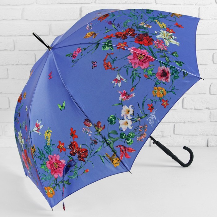 Зонт-трость "Нежность", полуавтоматический, R=48см, цвет синий