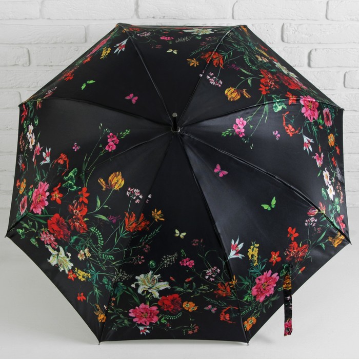 Зонт-трость "Нежность", полуавтоматический, R=48см, цвет чёрный