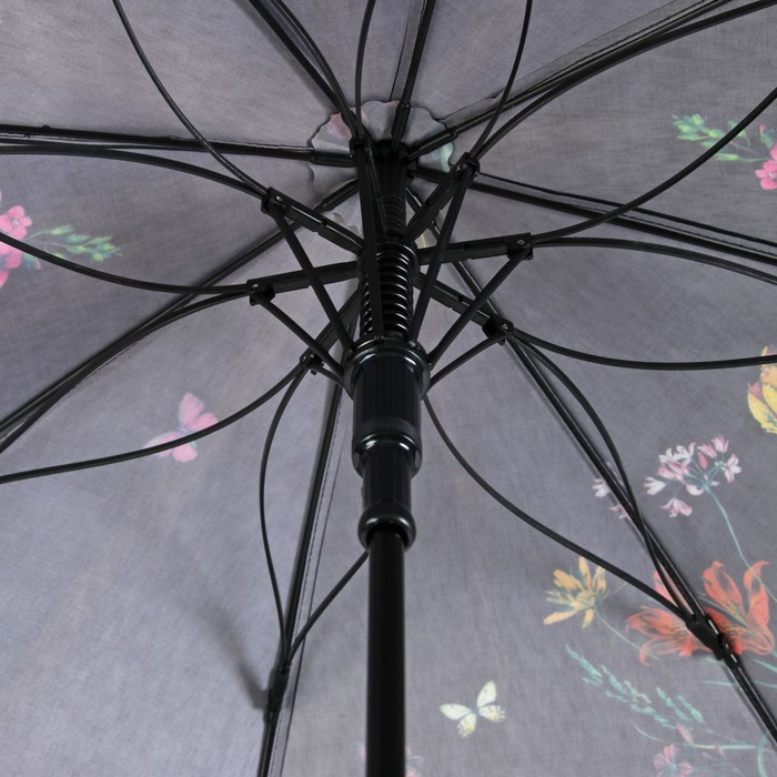 Зонт-трость "Нежность", полуавтоматический, R=48см, цвет чёрный