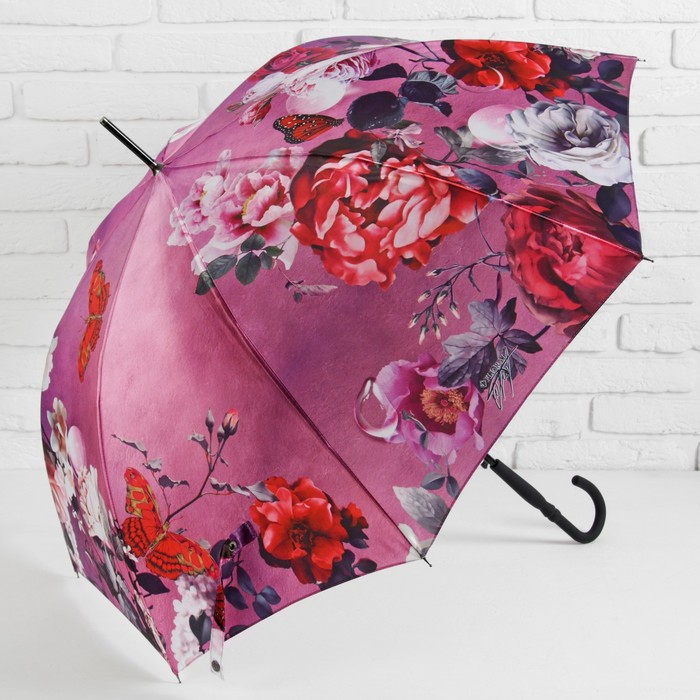 Зонт-трость "Ноктюрн", полуавтоматический, R=48см, цвет красный