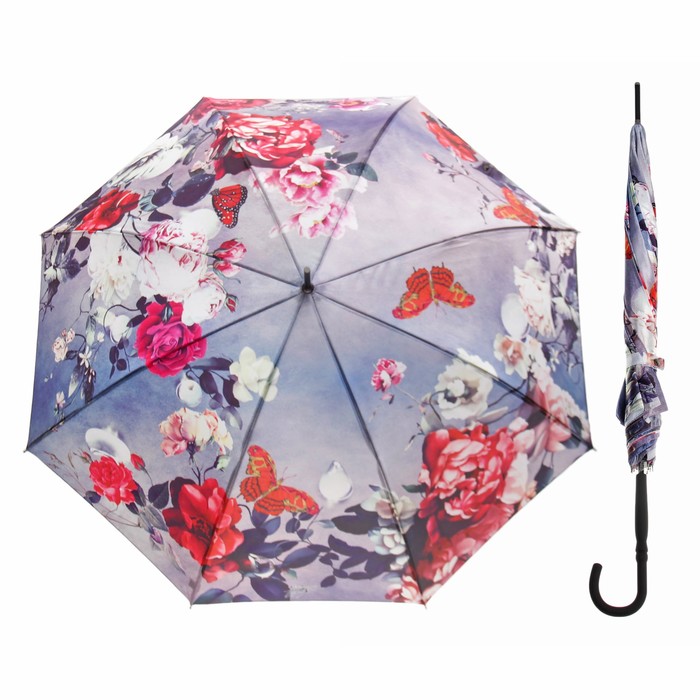 Зонт-трость "Ноктюрн", полуавтоматический, R=48см, цвет серый