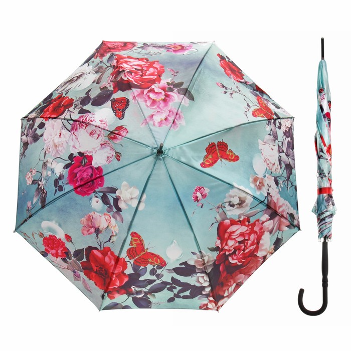 Зонт-трость "Ноктюрн", полуавтоматический, R=48см, цвет зелёный