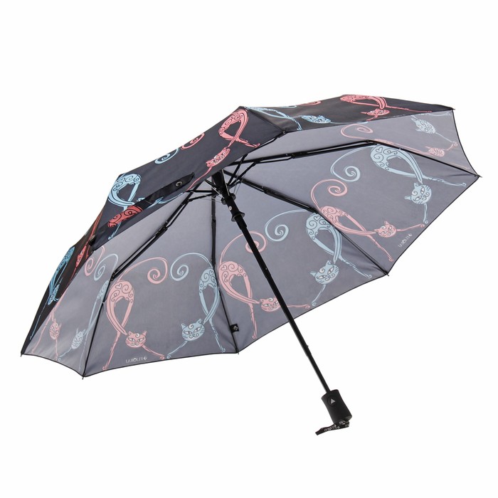 Зонт полуавтоматический "Под звуки вальса кошки", R=50см, цвет чёрный