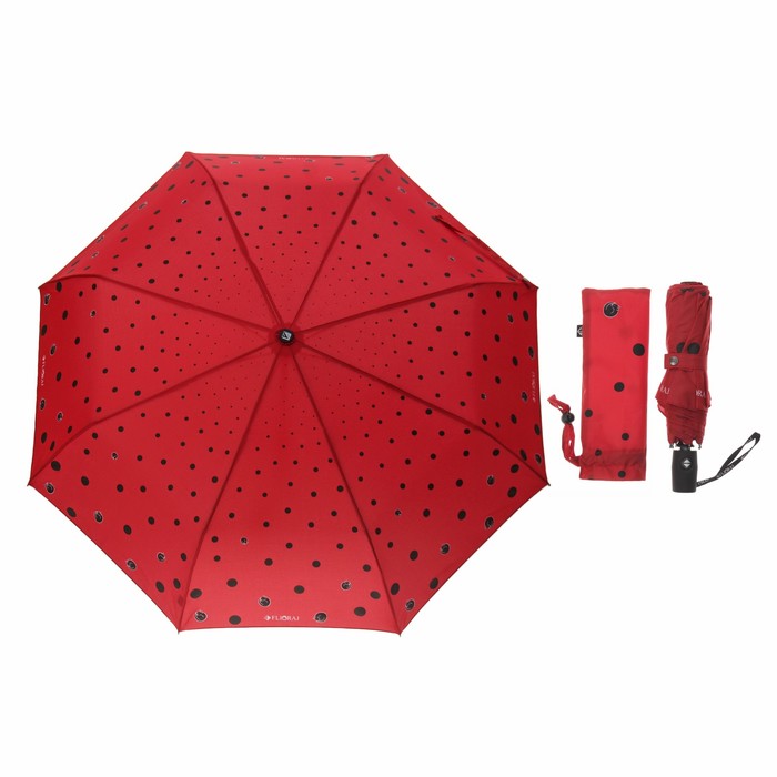 Зонт полуавтоматический "Кошки в городе", R=50см, цвет красный