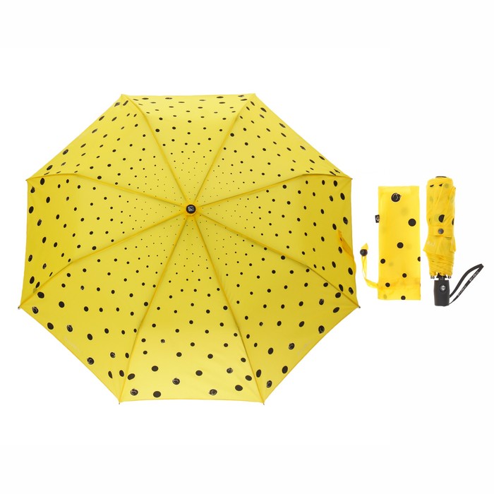 Зонт полуавтоматический "Кошки в городе", R=50см, цвет жёлтый