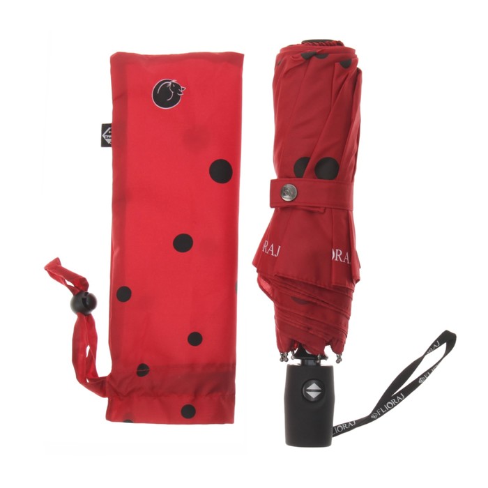 Зонт автоматический "Кошки в городе", R=51см, цвет красный