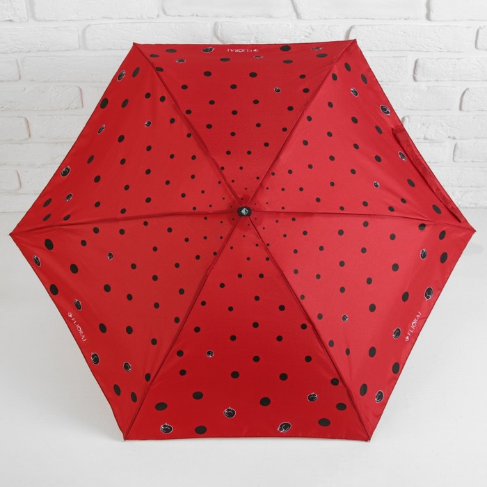 Зонт механический "Кошки в горошке", R=43см, цвет красный