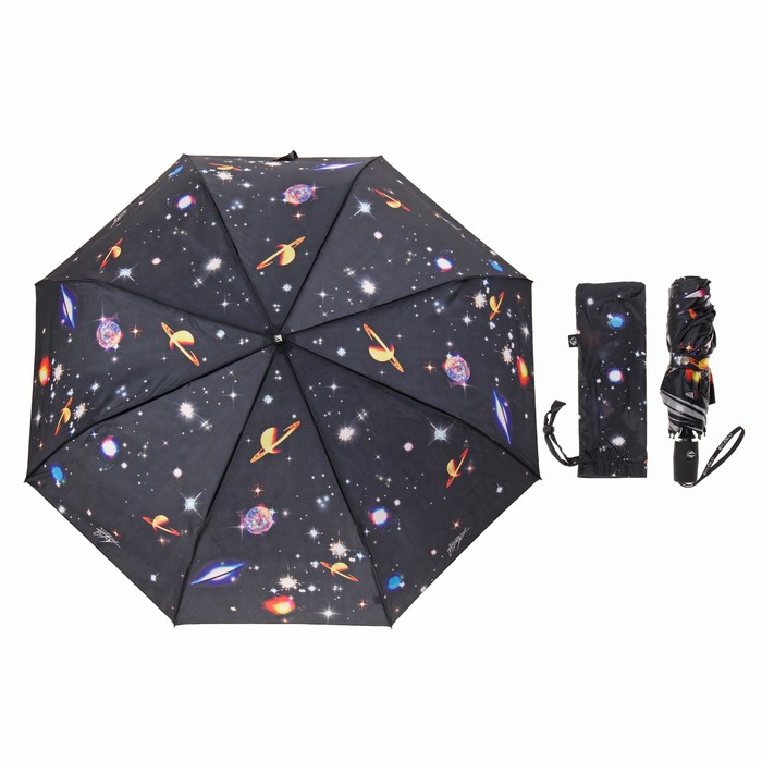 Зонт автоматический "Млечный путь ", R=51см, цвет чёрный