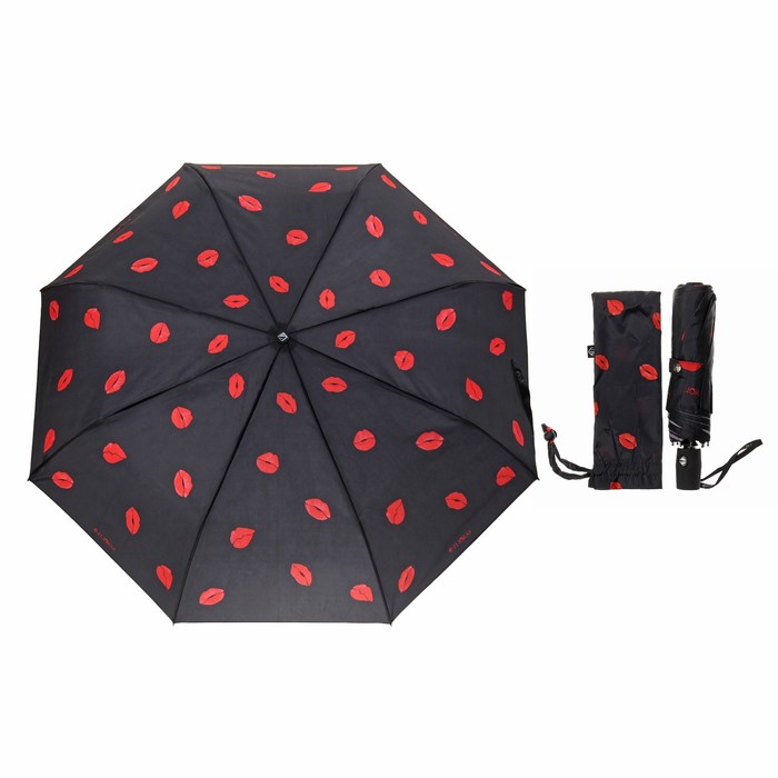 Зонт автоматический "Очаровательные губки", R=50см, цвет чёрный