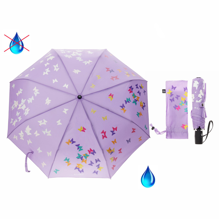 Зонт автоматический "Вальс", проявляющий рисунок, R=50см, цвет сиреневый