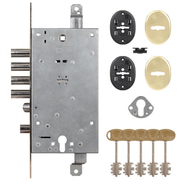 Замок врезной двухсистемный MOTTURA 54.797 D, правый, ключ 40 мм