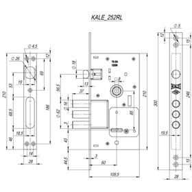 

Замок врезной сувальдный KALE 252/RL, 5 ключей, цвет хром