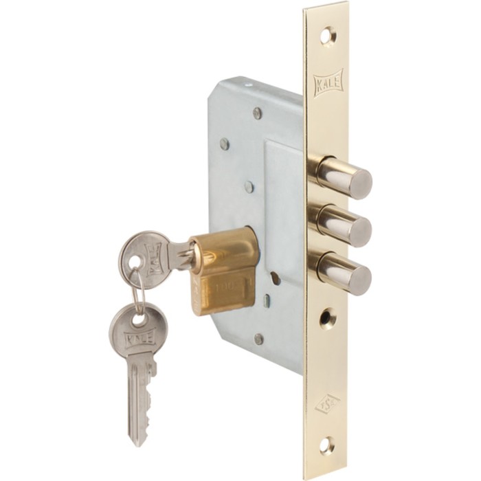 Замок врезной цилиндровый KALE 189/3M, 45 мм,  3 ключа, цвет латунь