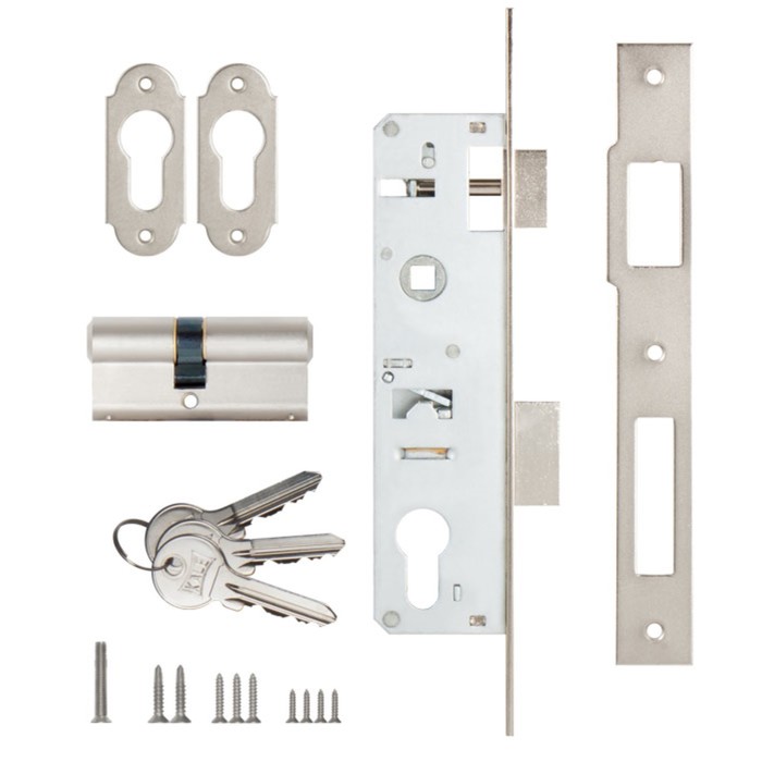 Замок врезной цилиндровый KALE 153, узкопроф., 25 мм, 3 ключа, цвет хром