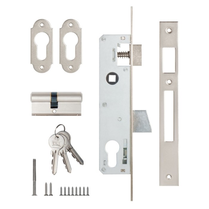 Замок врезной цилиндровый KALE 253, узкопроф., 25 мм, 3 ключа, цвет хром