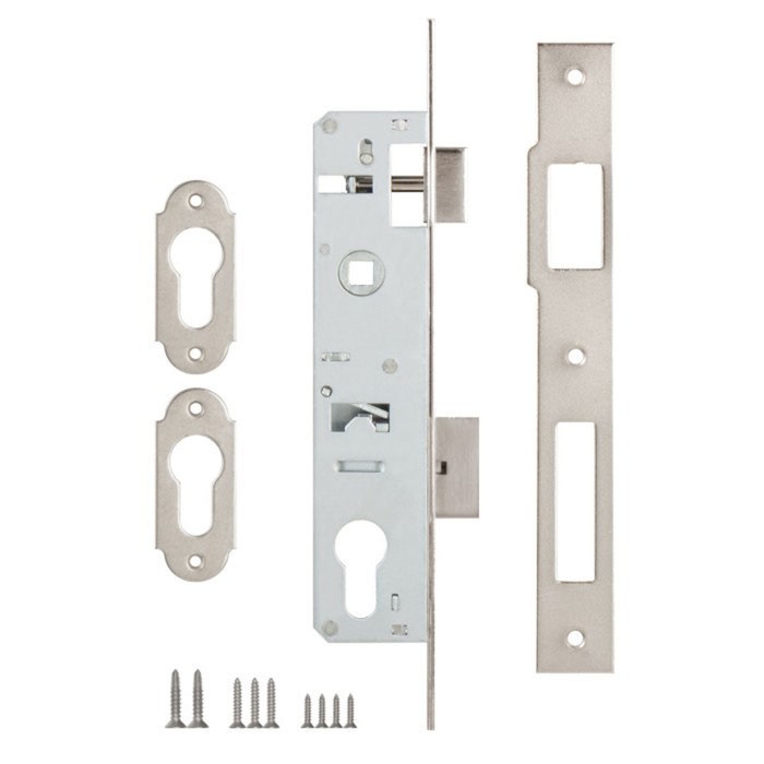 Замок врезной, KALE153 w/b, 25 мм, под ц/м, узкопроф., цвет хром