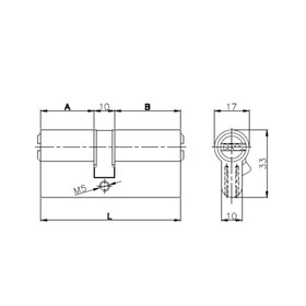 

Цилиндровый механизм KALE 164 SN/90, 35х10х45 мм, 5 ключей, цвет никель