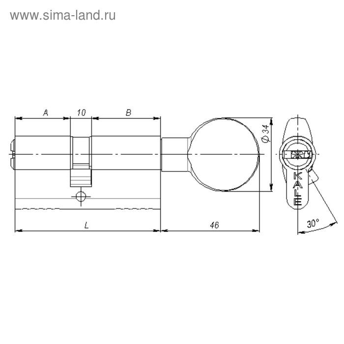 фото Цилиндровый механизм kale 164 bm/80, 30х10х40 мм, с вертушкой, 5 ключей, цвет никель kale kilit