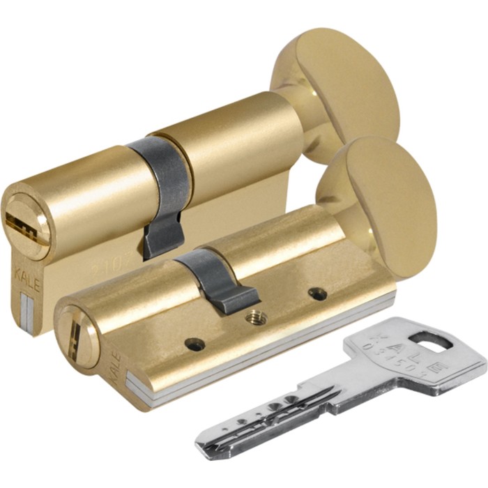 Цилиндровый механизм KALE 164 DBM-E/80, 35х10х35 мм, с вертушкой, 5 ключей, цвет латунь