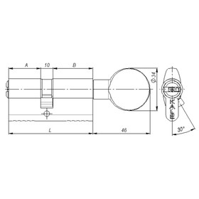 Цилиндровый механизм KALE 164 SM/90, 40х10х40 мм, с вертушкой, 5 ключей, цвет никель от Сима-ленд