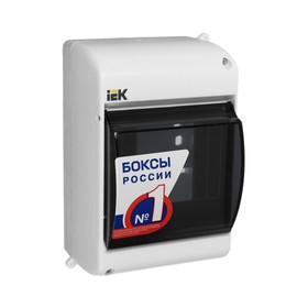 Бокс IEK КМПн 2/4, 4 модуля, IP30, прозрачная крышка, пластик Ош
