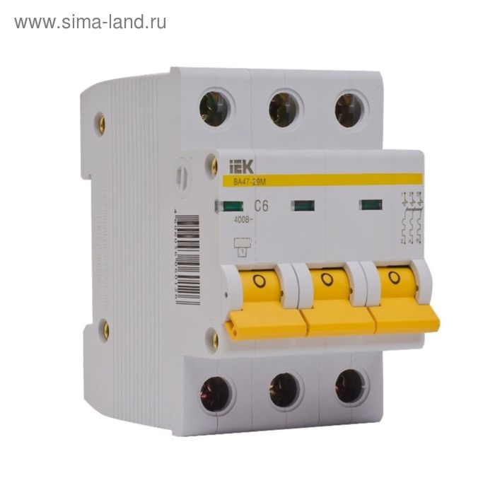 

Выключатель авт. мод. IEK MVA20-3-050-D, 3п, D 50А, ВА 47-29, 4.5кА
