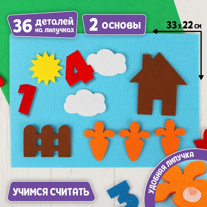 Игрушка из фетра «Домашние животные», набор: 36 элементов, 2 основы